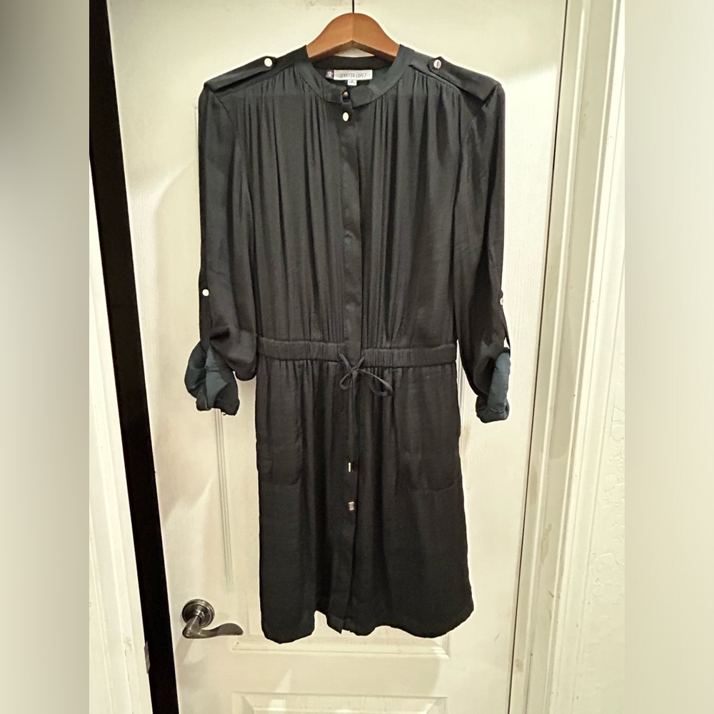 J-lo Black Faux Satin Long Sleeve dress